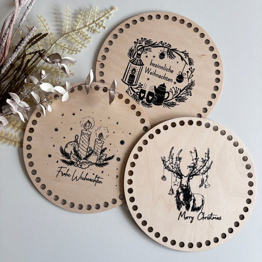 Häkelboden Rund - weihnachtlicher Aufdruck