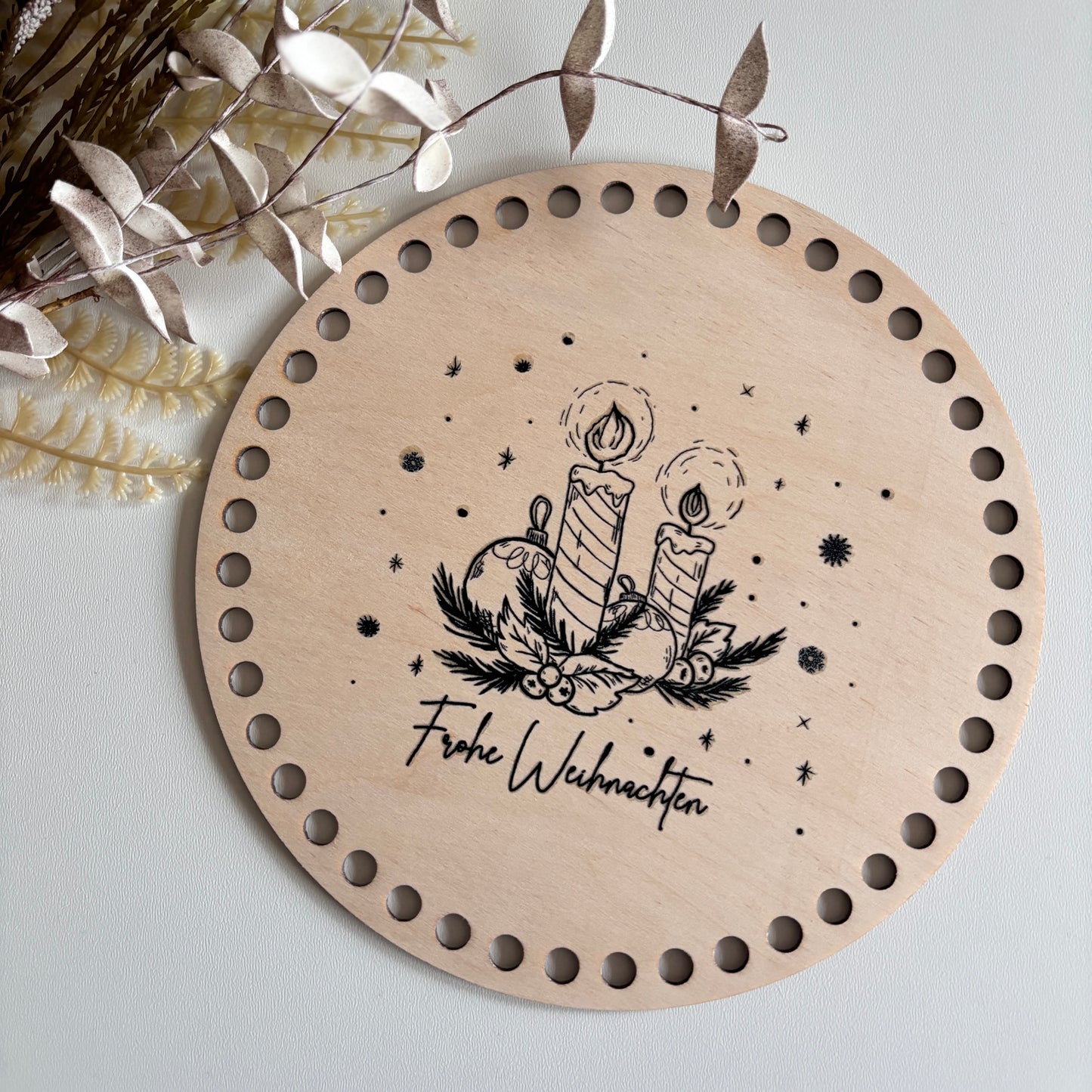 Häkelboden Rund - weihnachtlicher Aufdruck