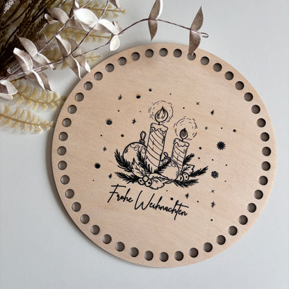Häkelboden Rund - weihnachtlicher Aufdruck
