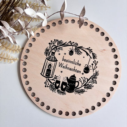 Häkelboden Rund - weihnachtlicher Aufdruck